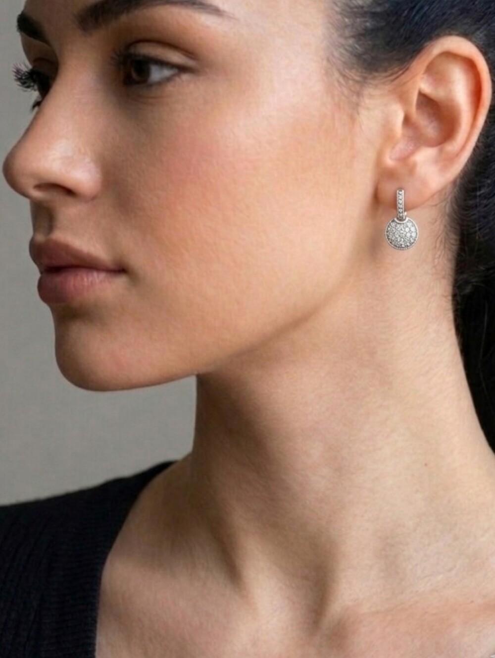 GENUINE 925 Sterling Silver Pavé Halo Drop Crystal Earrings